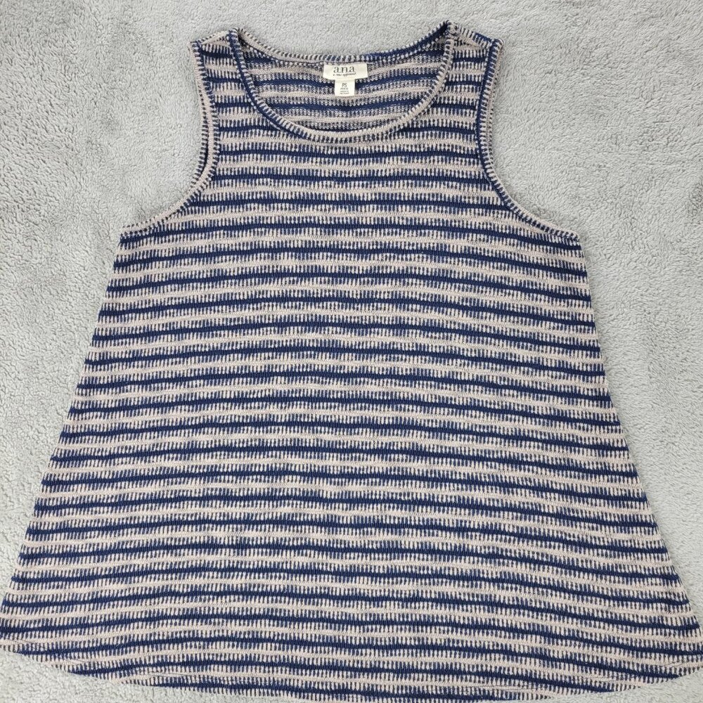 a.n.a Knitted Tank Top-Navy/Beige Striped-Petite Small Women's